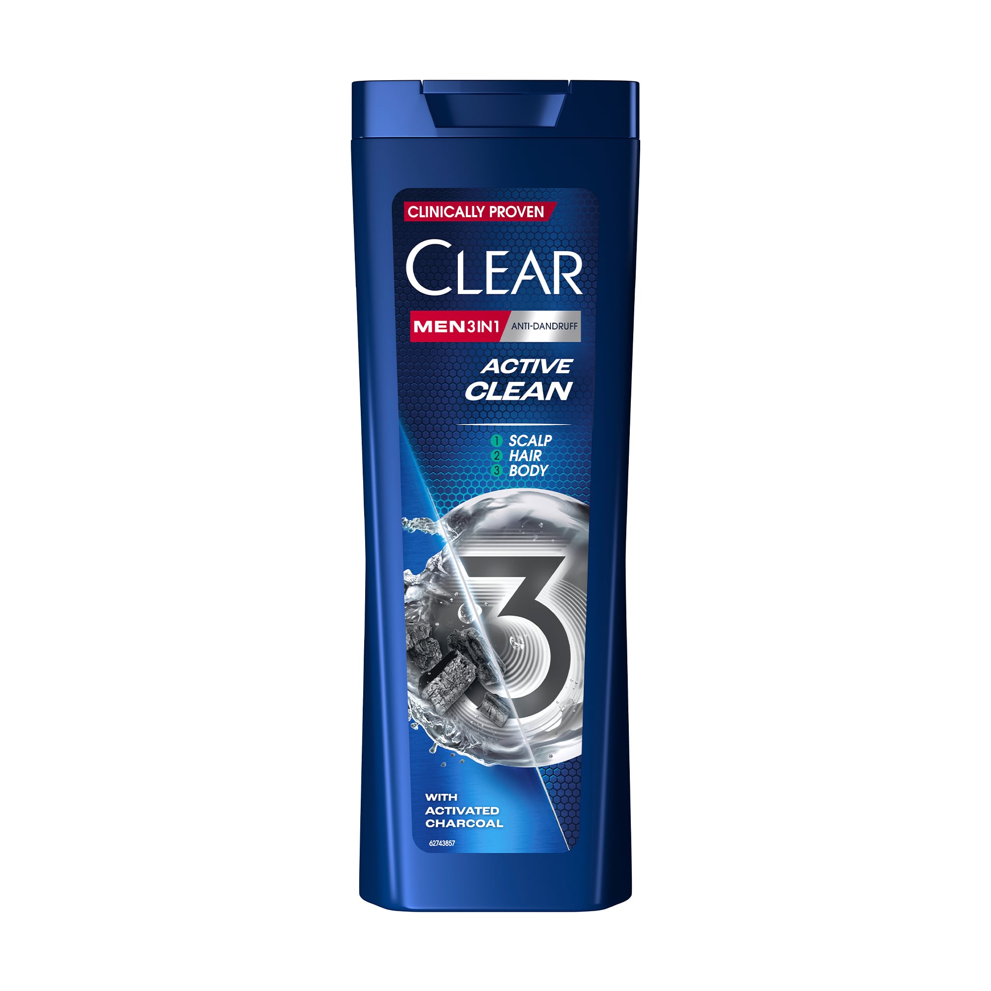 Шампунь-бальзам 3 в 1 Clear Men Active Clean Очищення з активованним вугіллям, 360 мл